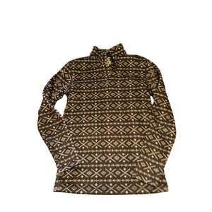 Faded‎ Glory Men's Brown Patterned Fleece Pullover Mock Neck Long Sleeve Top